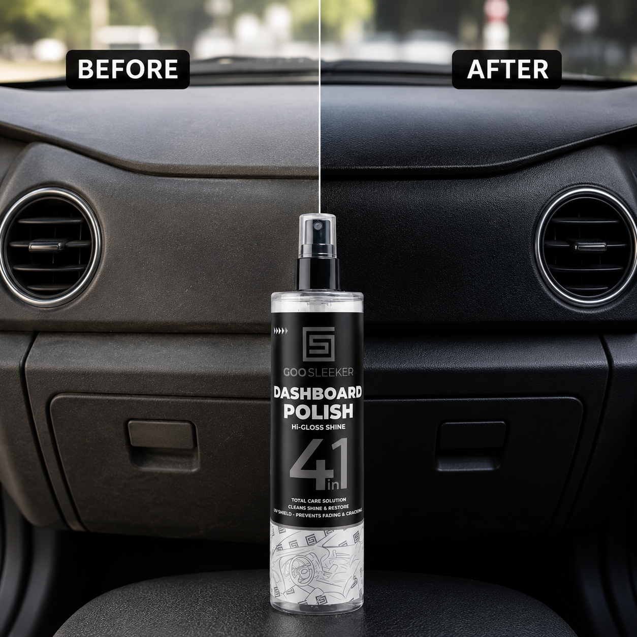 Dashboard Polish 245ml – 4-in-1 Hi-Gloss Interior Cleaner, Restorer & UV Protectant